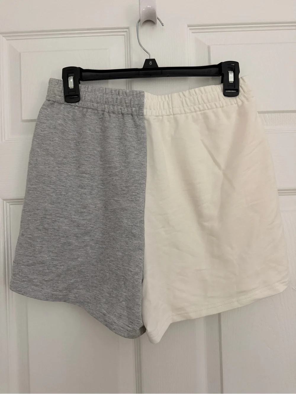 Two-Tone White and Light Gray Women's Drawstring Shorts